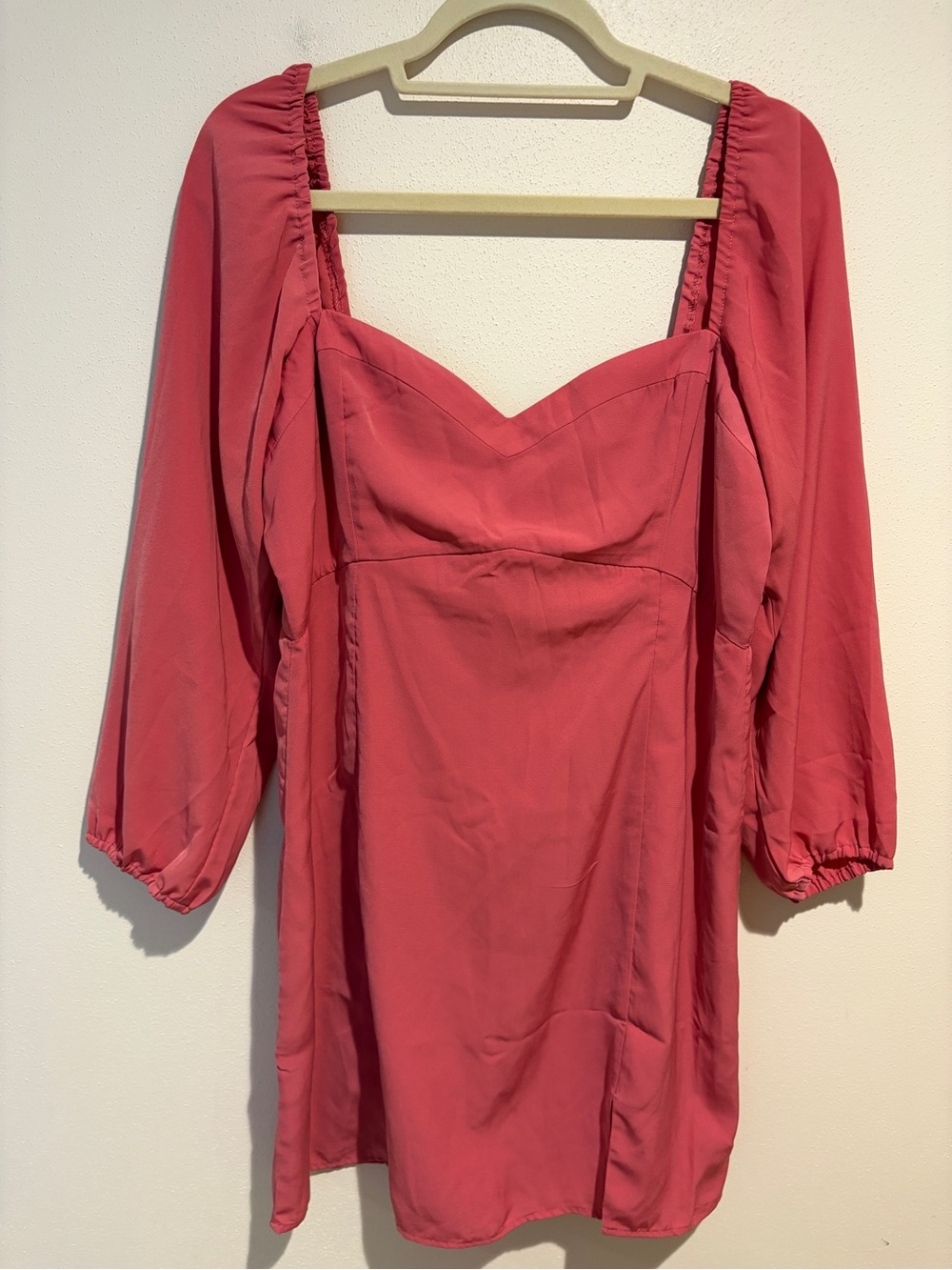 Abercrombie & Fitch Long Sleeve Sweetheart Neck Mini Dress Coral Pink Size Large - Picture 5 of 10